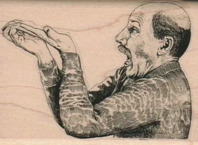 Man Amazed At Hand 2 3/4 x 3 3/4-0