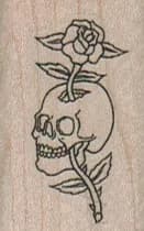Skull With Rose 1 x 1 1/2-0