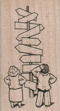 Couple Looking At Signs 1 3/4 x 3-0