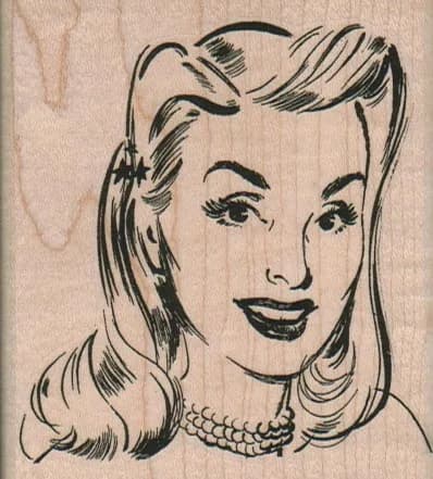 Pretty Lady In Pearls 2 3/4 x 3-0
