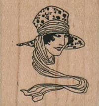 Lady In Spotted Hat And Scarf 1 1/2 x 1 1/2-0
