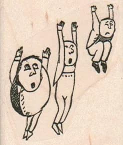 Three Leaping Men 1 3/4 x 2-0