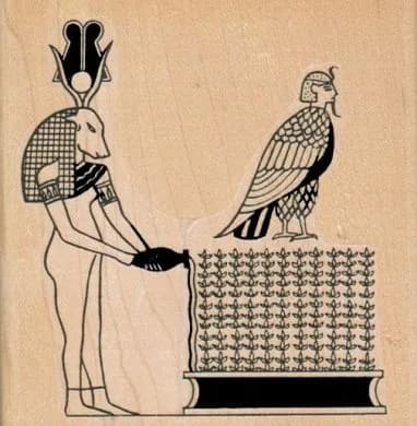 Egyptian Watering Flower Scene 3 1/2 x 3 1/2-0