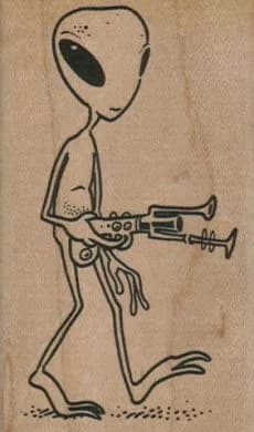 Alien With Gun 2 x 3 1/4-0