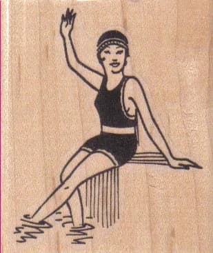 Waving SwimSuit Lady 2 1/4 x 2 1/2-0