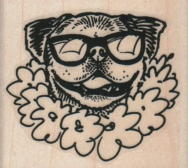 Pug Dog In Lei 2 1/4 x 2-0