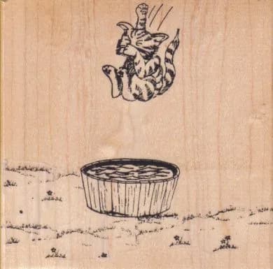 Cat Jumping In Bucket 5 1/4 x 5-0