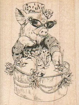 Pig With Birthday Cake 1 3/4 x 2 1/2-0