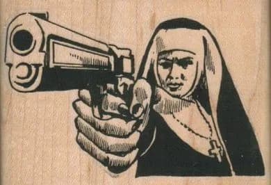 Nun With Big Gun 2 3/4 x 2-0