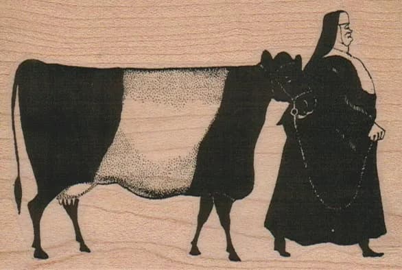 Nun With Cow 2 3/4 x 4-0