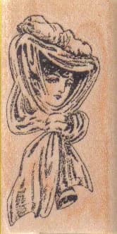 Lady In Bonnet & Scarf 1 1/4 x 2 1/4-0