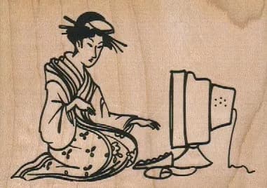 Geisha With Computer 4 x 2 3/4-0