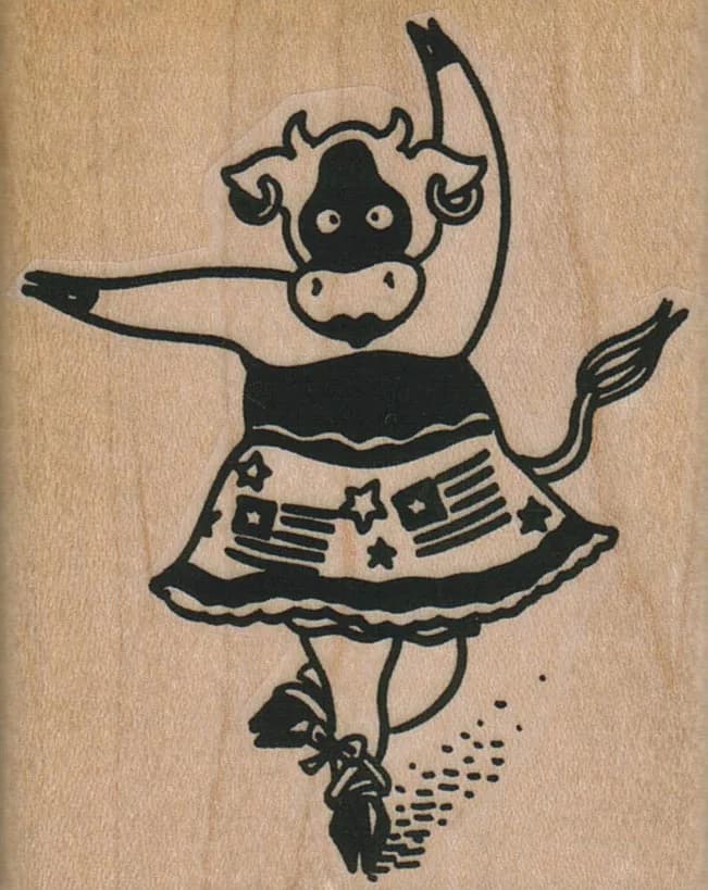 Patriotic Cow Ballerina 2 1/4 x 2 3/4-0