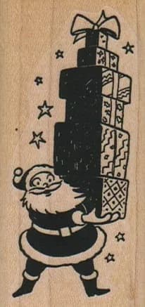 Santa With Pile O' Gifts 1 1/2 x 3-0