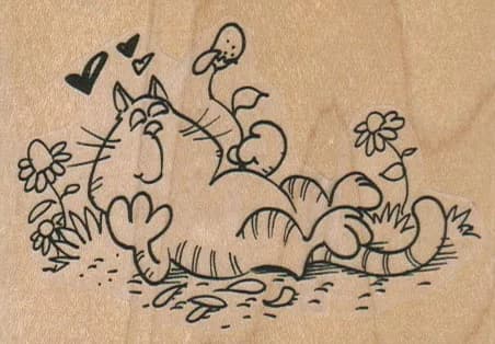 Cat In Flowers 3 1/4 x 2 1/4-0
