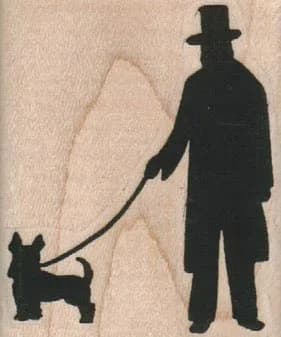 Silhouette Man With Dog/Lg 1 1/2 x 1 3/4-0