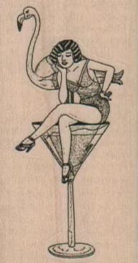 Flamingo And Lady Martini 1 1/2 x 2 1/2-0