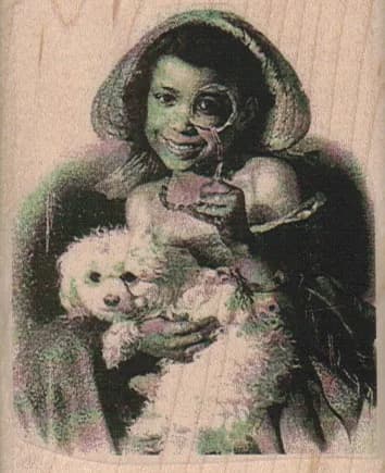 Monocle Girl With Dog Photo/ATC 2 1/2 x 3-0