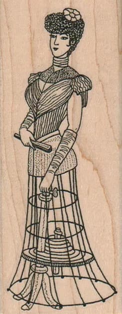 Vintage Fan Lady On Dress Form 4 1/4 x 1 3/4 (Large)-0