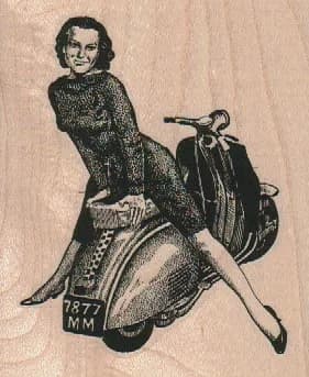 Lady Posing On Scooter 3 x 3 1/2-0