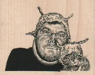 TinFoil Hat Man And Cat 3 1/4 x 2 1/2-0