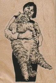 Woman With Big Cat 2 x 2 3/4-0