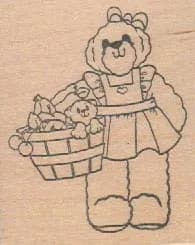 Daisy Kingdom Rubber Stamps by Stamp Affair- Bear with Basket 2 x 2 3/4-0
