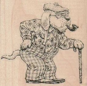 Old Dog With Cane 3 x 3-0