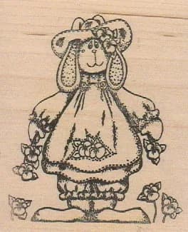 Stamp Affair Mary Helen Gould Bunny Flowers 3 1/4 x 2 3/4-0