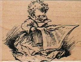 Victorian Marketing Girl Reading 2 x 2 3/4-0