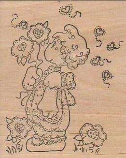 Stamp Affair Mary Helen Gould J1095 Girl with Hearts 3 1/4 x 2 3/4-0