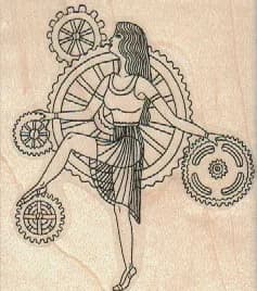 Lady Walking With Gears 2 1/2 x 2 3/4-0