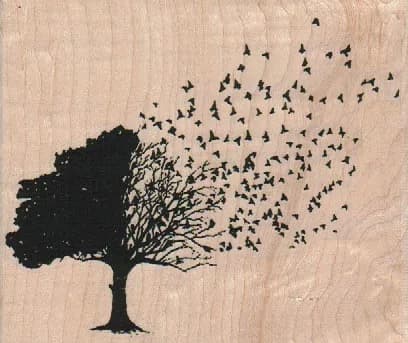Leaves Blowing From Tree 4 1/4 x 3 1/2-0