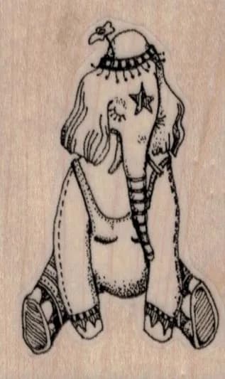 Whimsical Sad Elephant 1 3/4 x 2 3/4-0