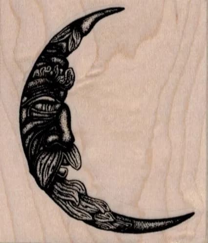Whimsical Patterned Moon 2 1/4 x 2 1/2-0