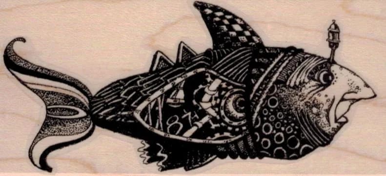 Whimsical Man-Face Fish 2 x 4-0