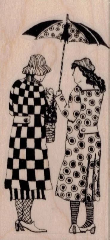 Two Whimsical Ladies Under Umbrella 2 x 4-0
