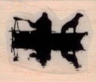 Man and Dog In Canoe Silhouette 1 x 1-0