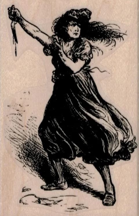 Crazy Lady With Knife 2 1/2 x 3 3/4-0