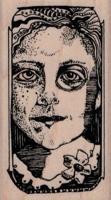 Whimsical Girl Face Tag 2 x 3 1/2-0