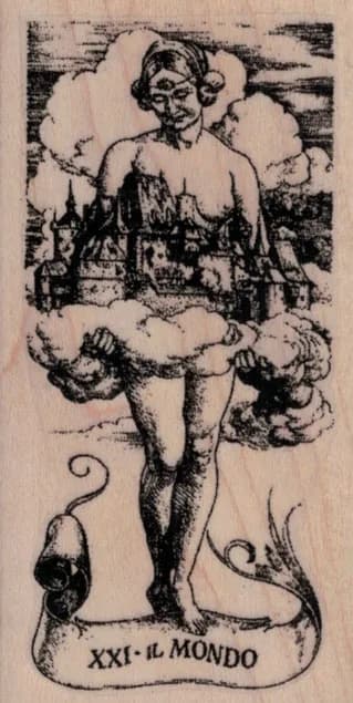 Tarot XXI The World 1 3/4 x 3 1/4-0