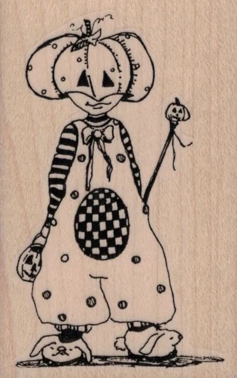 Whimsical Pumpkin Trick or Treater 2 ½ x 3 ¾-0