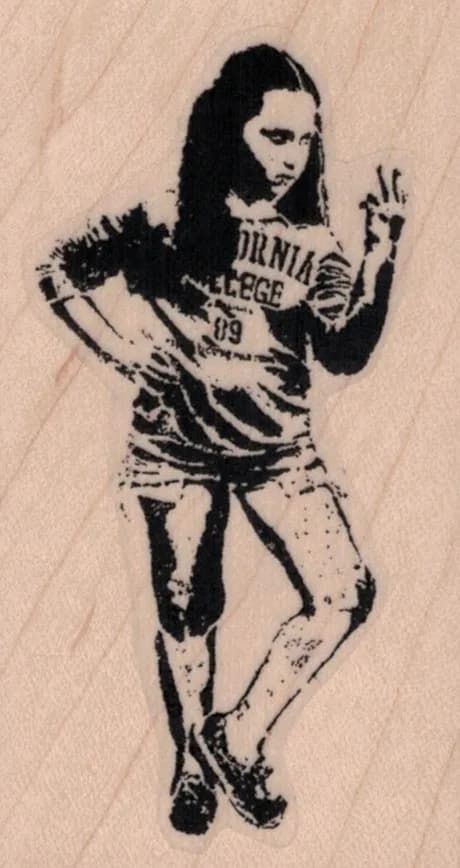 Banksy 2 Finger Girl 1 3/4 x 3-0