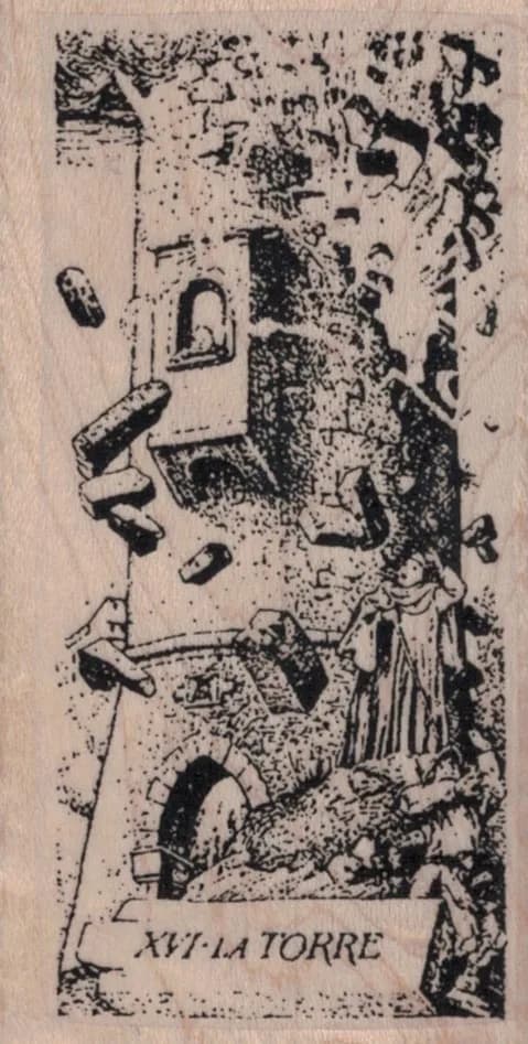 Tarot XVI The Tower 1 3/4 x 3 1/4-0