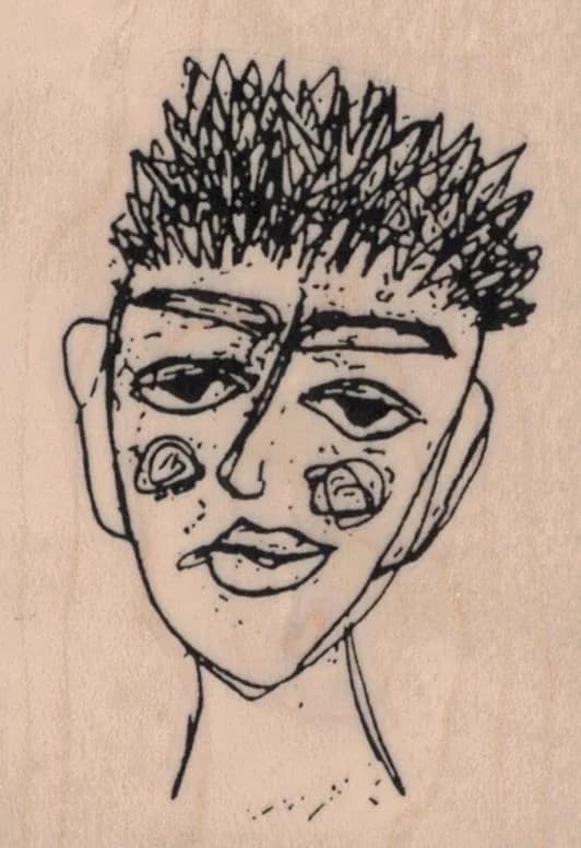Tina Walker Scribble Girl Spiky Hair 2 x 2 3/4-0