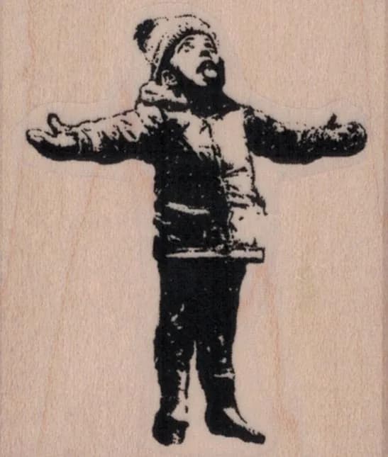 Banksy Boy Catching Snowflakes 2 x 2 1/4-0