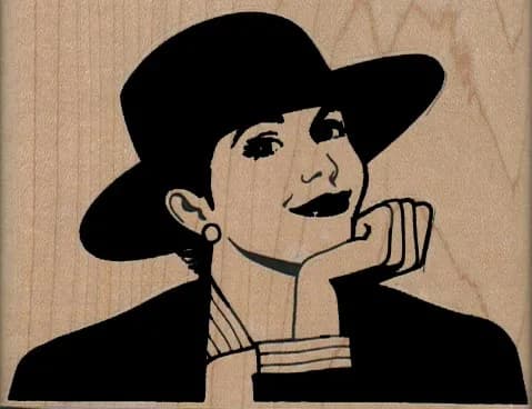 Smiling Lady Holding Chin 3 1/4 x 2 1/2-0
