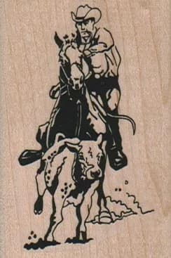 Cowboy Chasing Calf 1 3/4 x 2 1/2-0