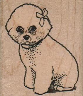 Bichon With Bow 2 x 2 1/4-0