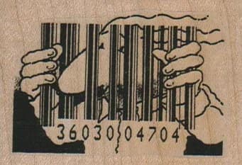 Man Behind Bar Code 2 1/2 x 1 3/4-0